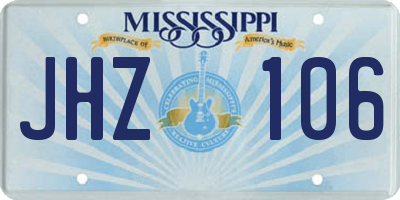 MS license plate JHZ106