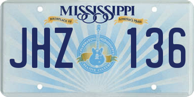 MS license plate JHZ136