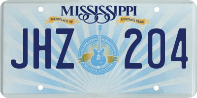 MS license plate JHZ204