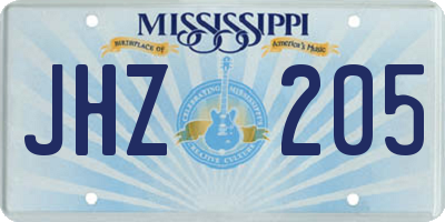 MS license plate JHZ205