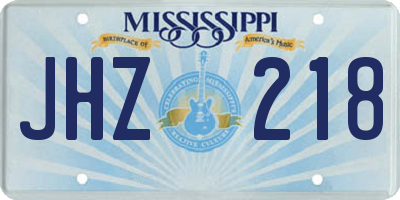 MS license plate JHZ218