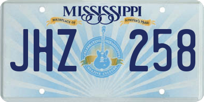 MS license plate JHZ258