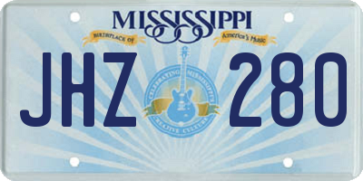 MS license plate JHZ280