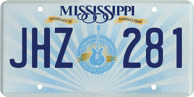 MS license plate JHZ281