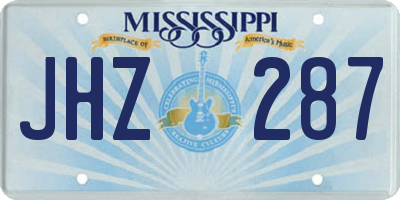 MS license plate JHZ287