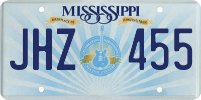 MS license plate JHZ455