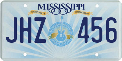 MS license plate JHZ456