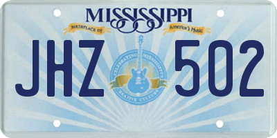 MS license plate JHZ502
