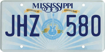 MS license plate JHZ580