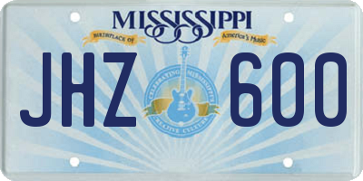 MS license plate JHZ600