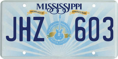 MS license plate JHZ603
