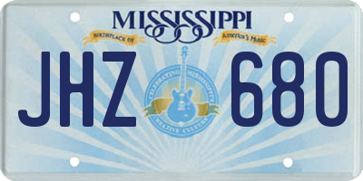 MS license plate JHZ680