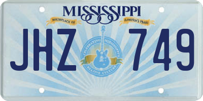 MS license plate JHZ749
