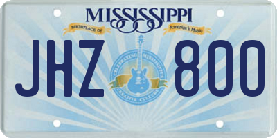 MS license plate JHZ800