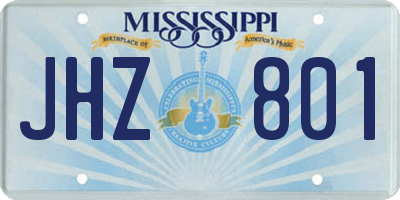 MS license plate JHZ801