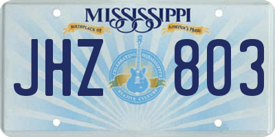 MS license plate JHZ803