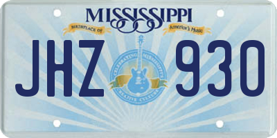 MS license plate JHZ930
