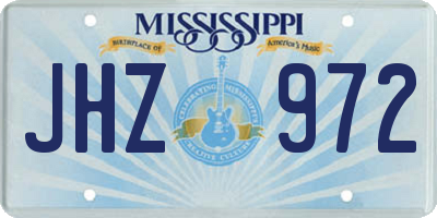 MS license plate JHZ972