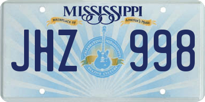 MS license plate JHZ998