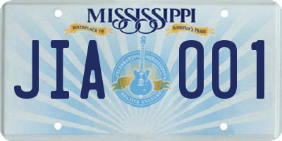 MS license plate JIA001