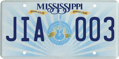 MS license plate JIA003