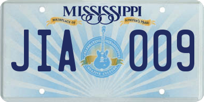 MS license plate JIA009