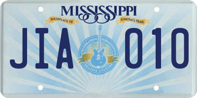 MS license plate JIA010