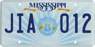 MS license plate JIA012