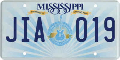 MS license plate JIA019