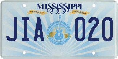MS license plate JIA020