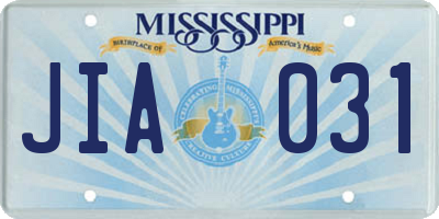 MS license plate JIA031