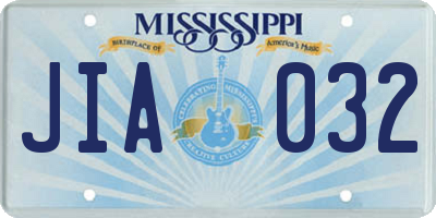 MS license plate JIA032