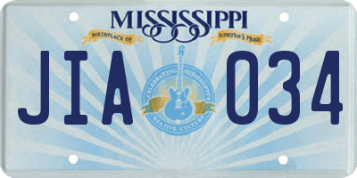 MS license plate JIA034