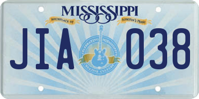 MS license plate JIA038