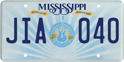 MS license plate JIA040
