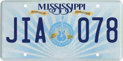 MS license plate JIA078