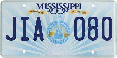 MS license plate JIA080