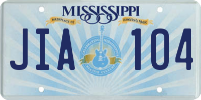 MS license plate JIA104