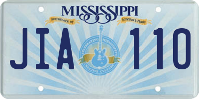 MS license plate JIA110