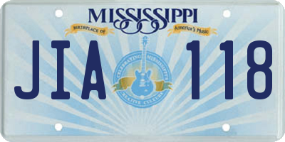 MS license plate JIA118