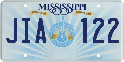 MS license plate JIA122