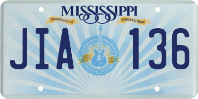 MS license plate JIA136