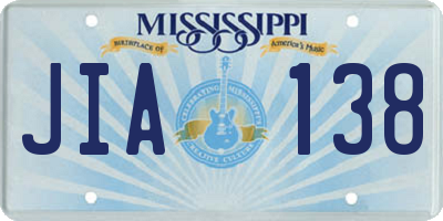 MS license plate JIA138