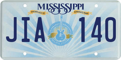 MS license plate JIA140