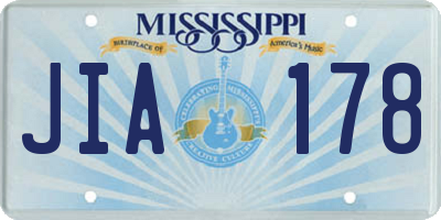 MS license plate JIA178