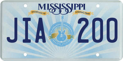 MS license plate JIA200