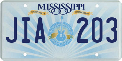 MS license plate JIA203