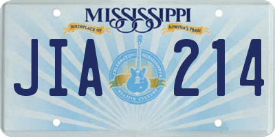 MS license plate JIA214
