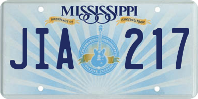 MS license plate JIA217