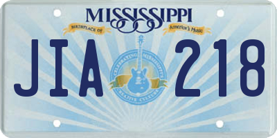 MS license plate JIA218
